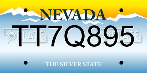 TT7Q895 Nevada License Plate
