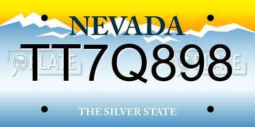 TT7Q898 Nevada License Plate