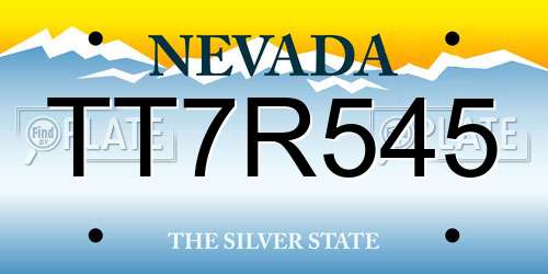 TT7R545 Nevada License Plate