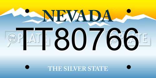 TT80766 Nevada License Plate