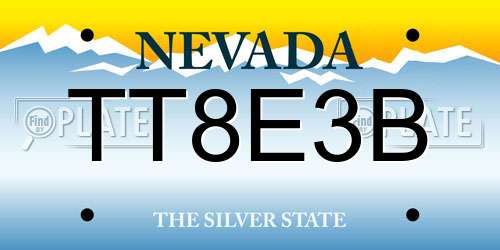 TT8E3B Nevada License Plate