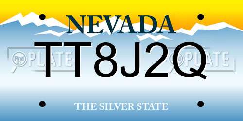 TT8J2Q Nevada License Plate