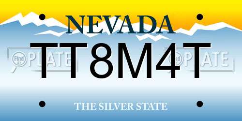 TT8M4T Nevada License Plate
