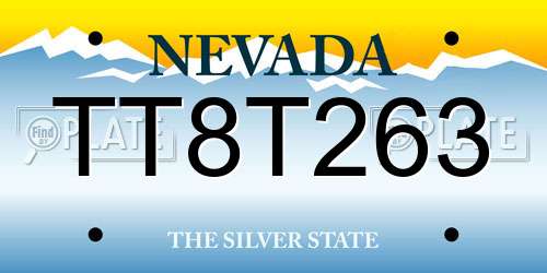 TT8T263 Nevada License Plate