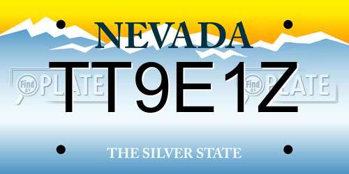 TT9E1Z Nevada License Plate
