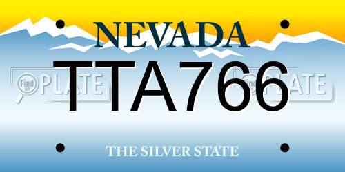 TTA766 Nevada License Plate