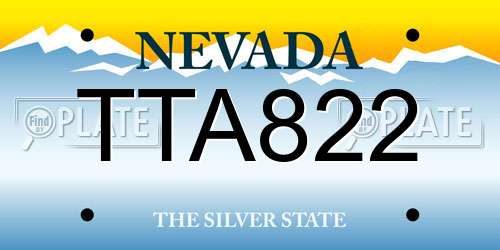 TTA822 Nevada License Plate
