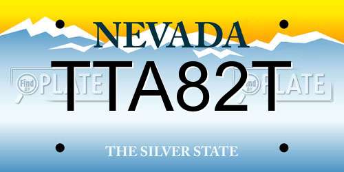 TTA82T Nevada License Plate