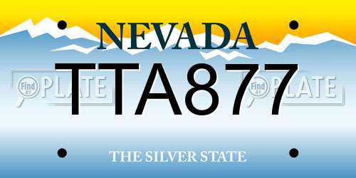 TTA877 Nevada License Plate