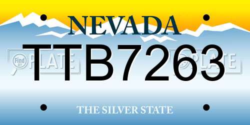 TTB7263 Nevada License Plate