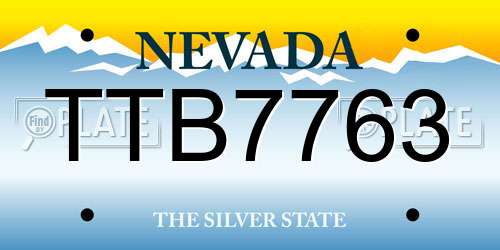 TTB7763 Nevada License Plate