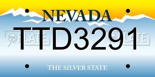 TTD3291 Nevada License Plate