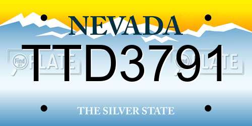 TTD3791 Nevada License Plate