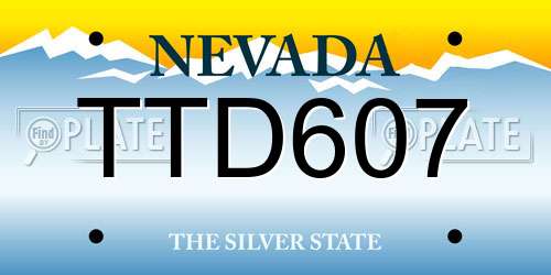 TTD607 Nevada License Plate