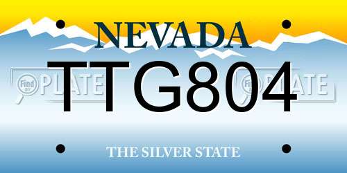 TTG804 Nevada License Plate