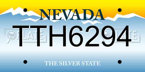 TTH6294 Nevada License Plate