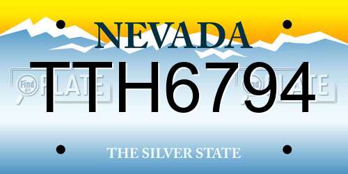 TTH6794 Nevada License Plate