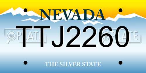 TTJ2260 Nevada License Plate