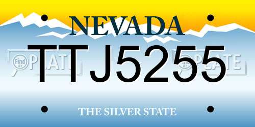 TTJ5255 Nevada License Plate