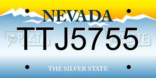 TTJ5755 Nevada License Plate