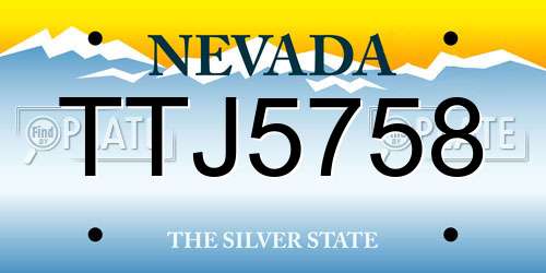 TTJ5758 Nevada License Plate