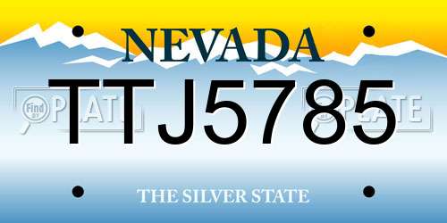 TTJ5785 Nevada License Plate