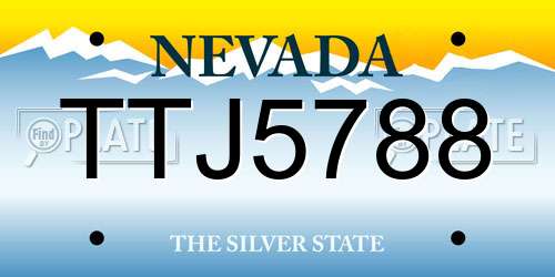 TTJ5788 Nevada License Plate