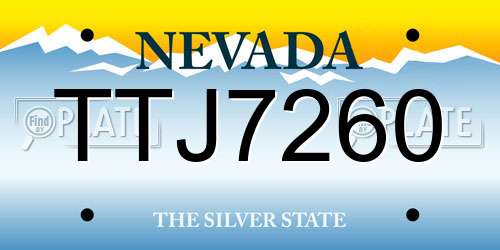 TTJ7260 Nevada License Plate