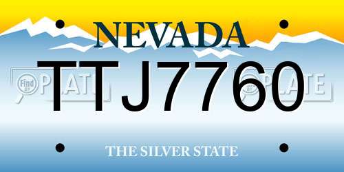 TTJ7760 Nevada License Plate