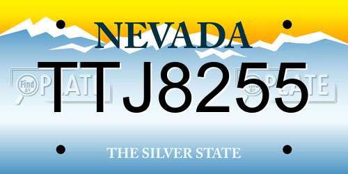 TTJ8255 Nevada License Plate