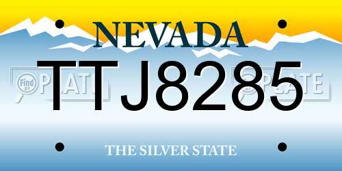 TTJ8285 Nevada License Plate
