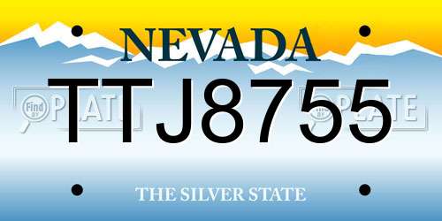 TTJ8755 Nevada License Plate