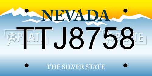 TTJ8758 Nevada License Plate