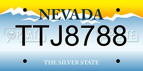TTJ8788 Nevada License Plate