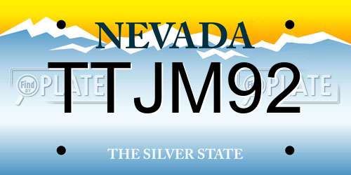 TTJM92 Nevada License Plate
