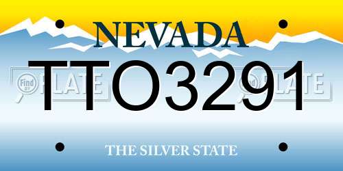 TTO3291 Nevada License Plate