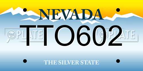 TTO602 Nevada License Plate
