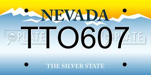 TTO607 Nevada License Plate