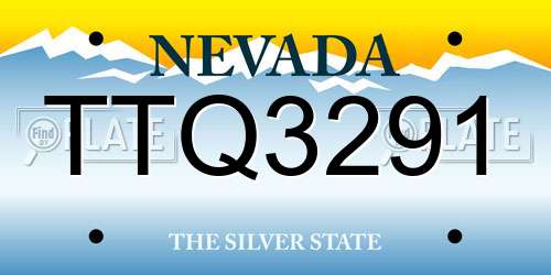 TTQ3291 Nevada License Plate