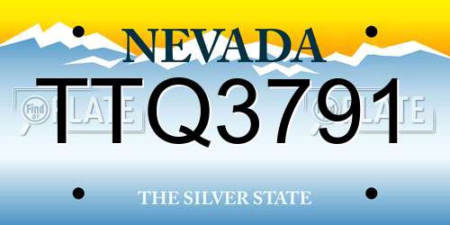 TTQ3791 Nevada License Plate