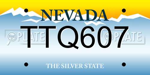 TTQ607 Nevada License Plate