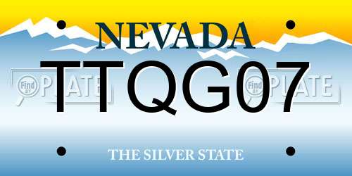 TTQG07 Nevada License Plate
