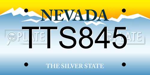 TTS845 Nevada License Plate