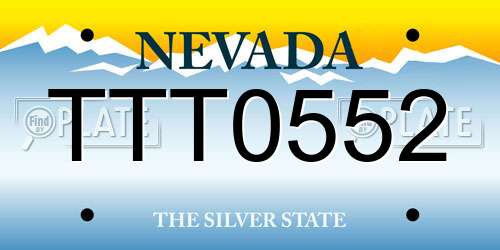 TTT0552 Nevada License Plate