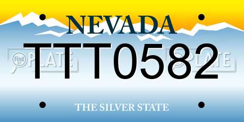 TTT0582 Nevada License Plate