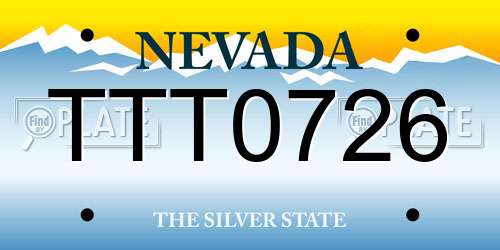 TTT0726 Nevada License Plate