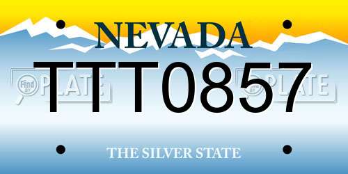 TTT0857 Nevada License Plate
