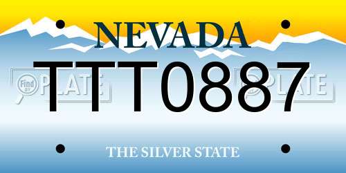 TTT0887 Nevada License Plate