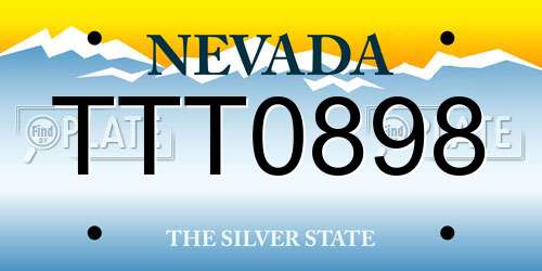 TTT0898 Nevada License Plate
