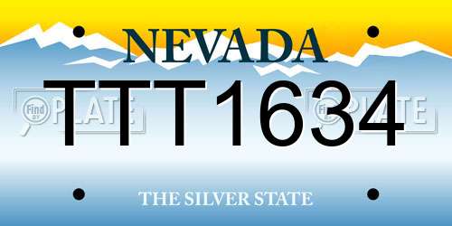 TTT1634 Nevada License Plate